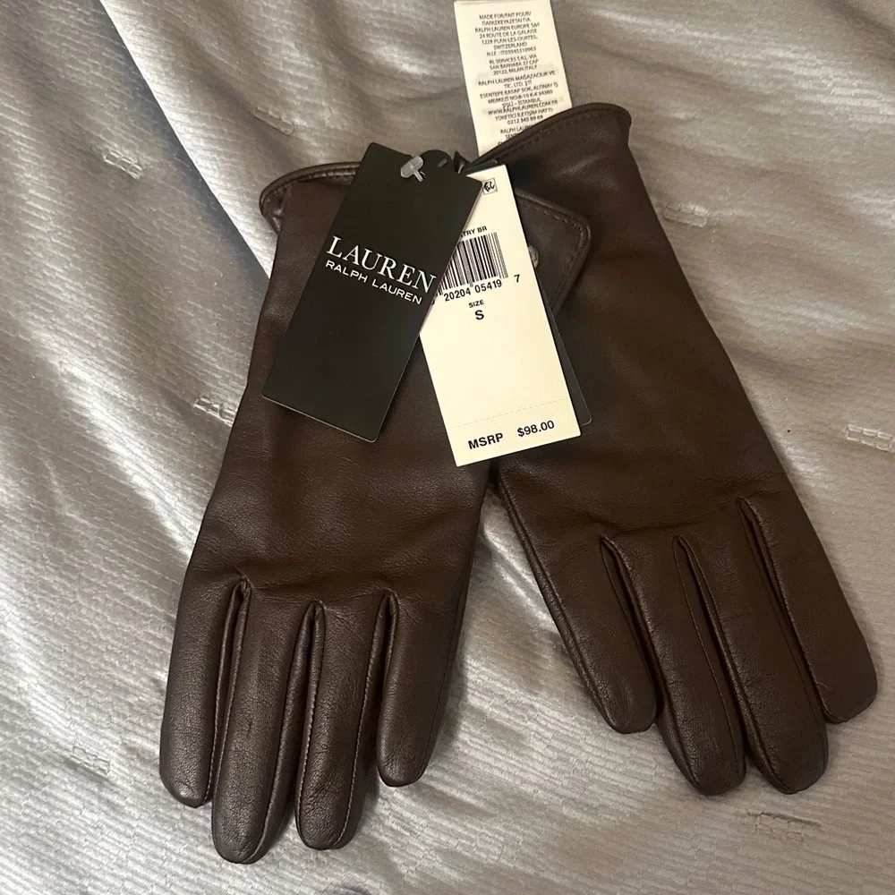 Lauren Ralph Lauren Dark Brown Leather women’s Gloves